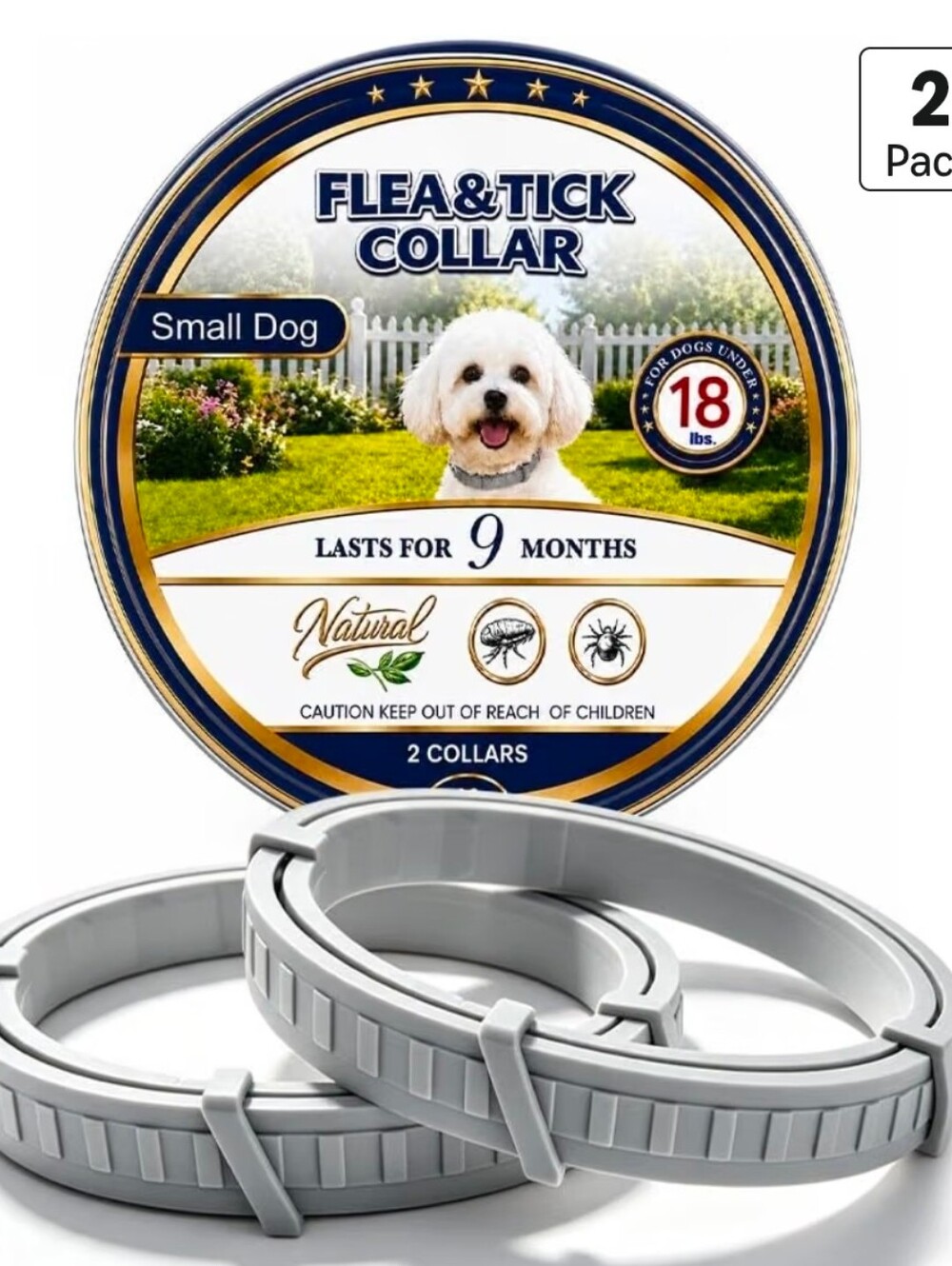 Flea Collar for Dogs, Flea and Tick Collar for Small Dogs, 2 PcsAdjustable Dog